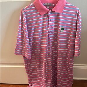 Pine Valley Peter Millar Pink and Blue Striped Large Polo